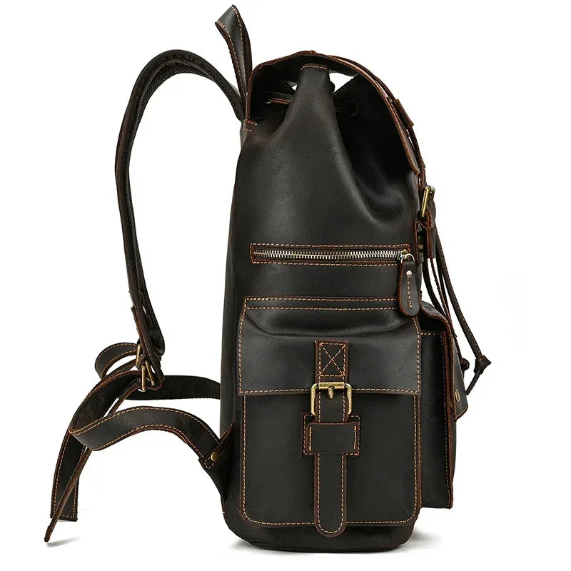 Men’s Vintage Leather Backpack – Large Retro Leather Backpack for Work & Travel