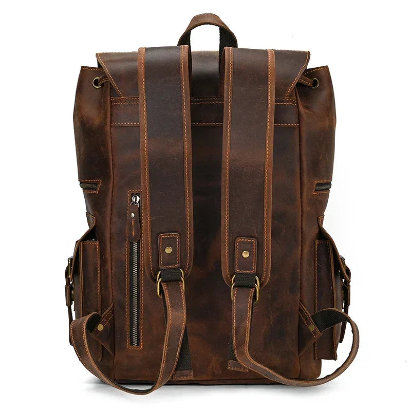 Men’s Vintage Leather Backpack – Large Retro Leather Backpack for Work & Travel