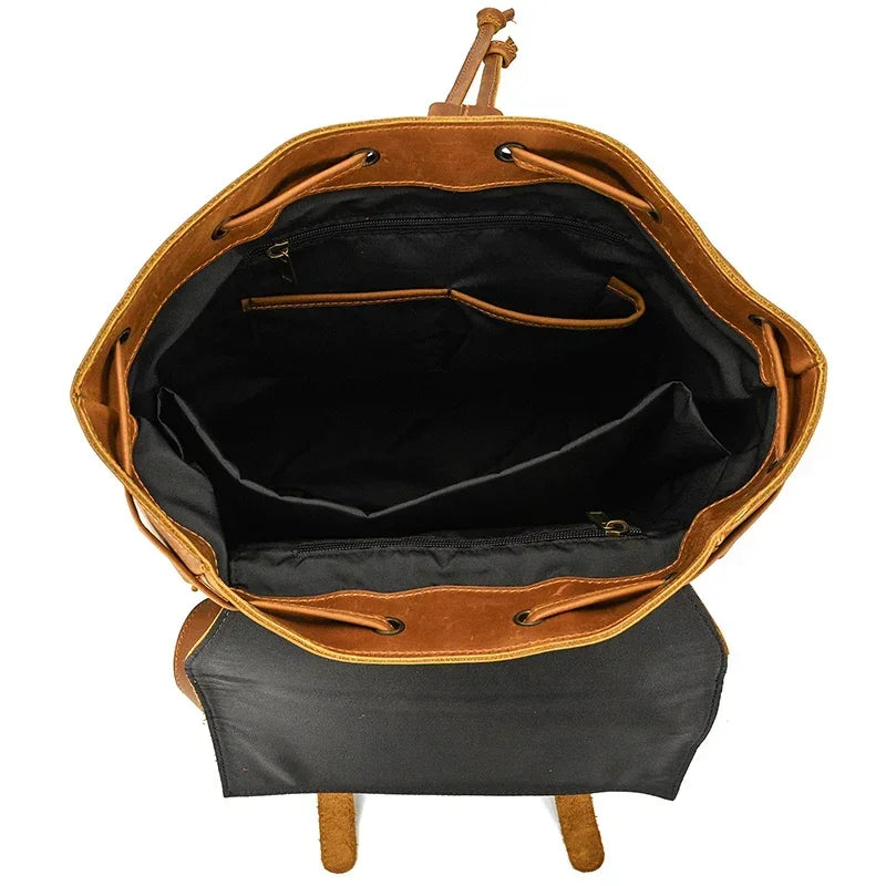 Men’s Vintage Leather Backpack – Large Retro Leather Backpack for Work & Travel