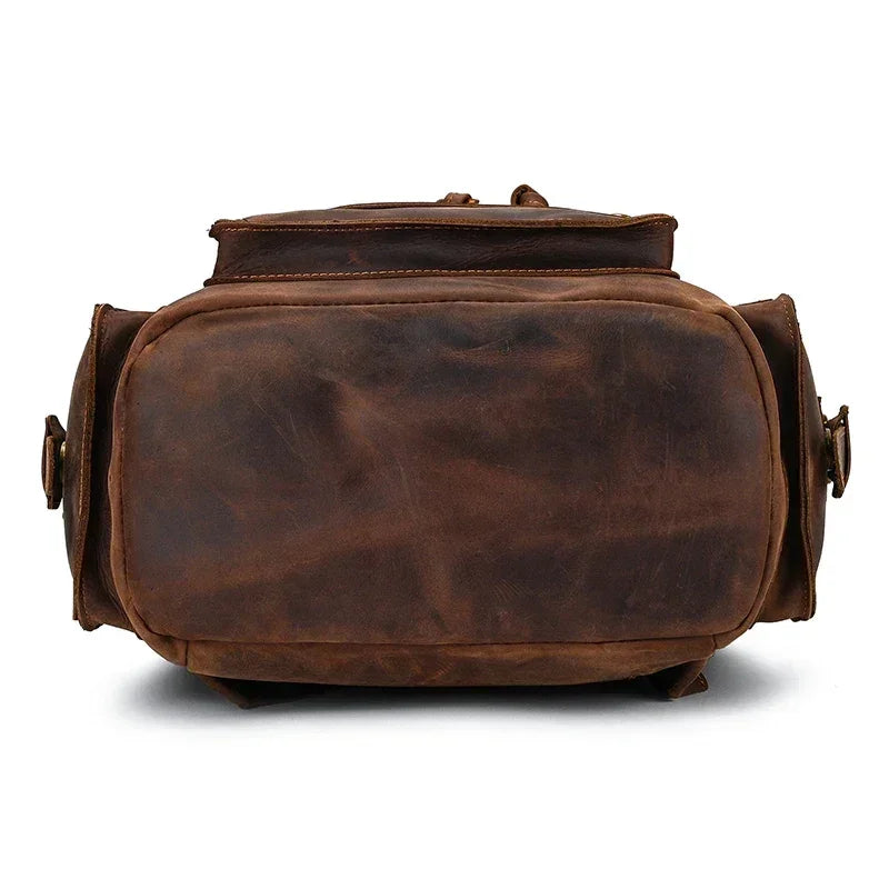 Men’s Vintage Leather Backpack – Large Retro Leather Backpack for Work & Travel