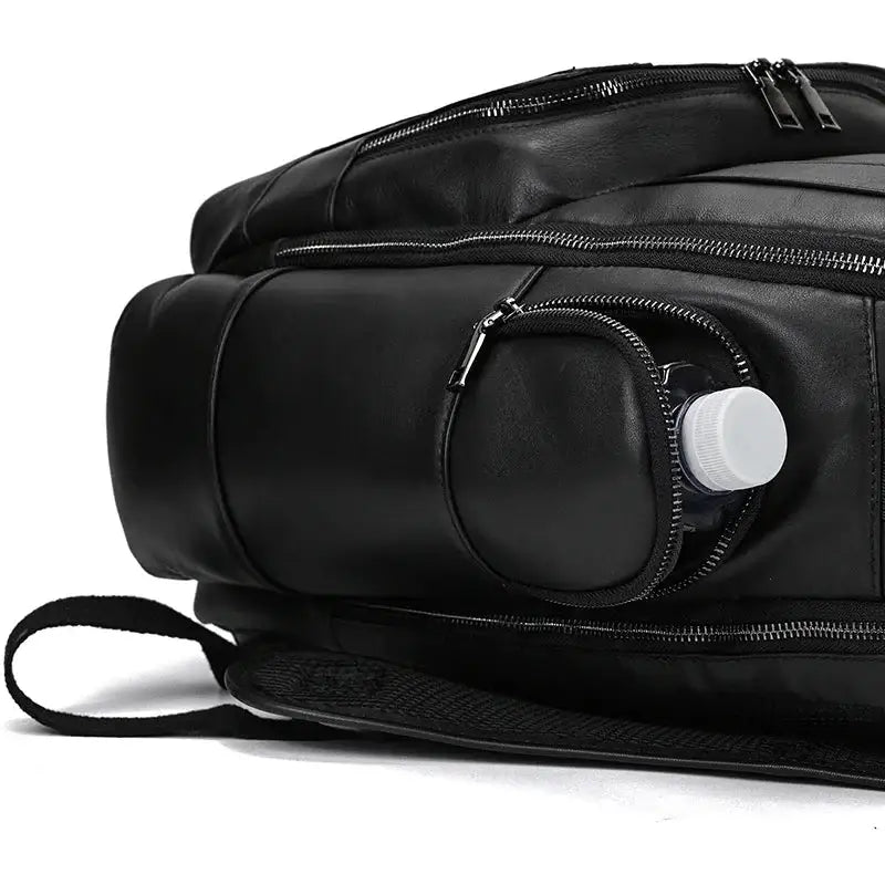 Men’s Vintage Leather Backpack – Multi Pocket Everyday Bag