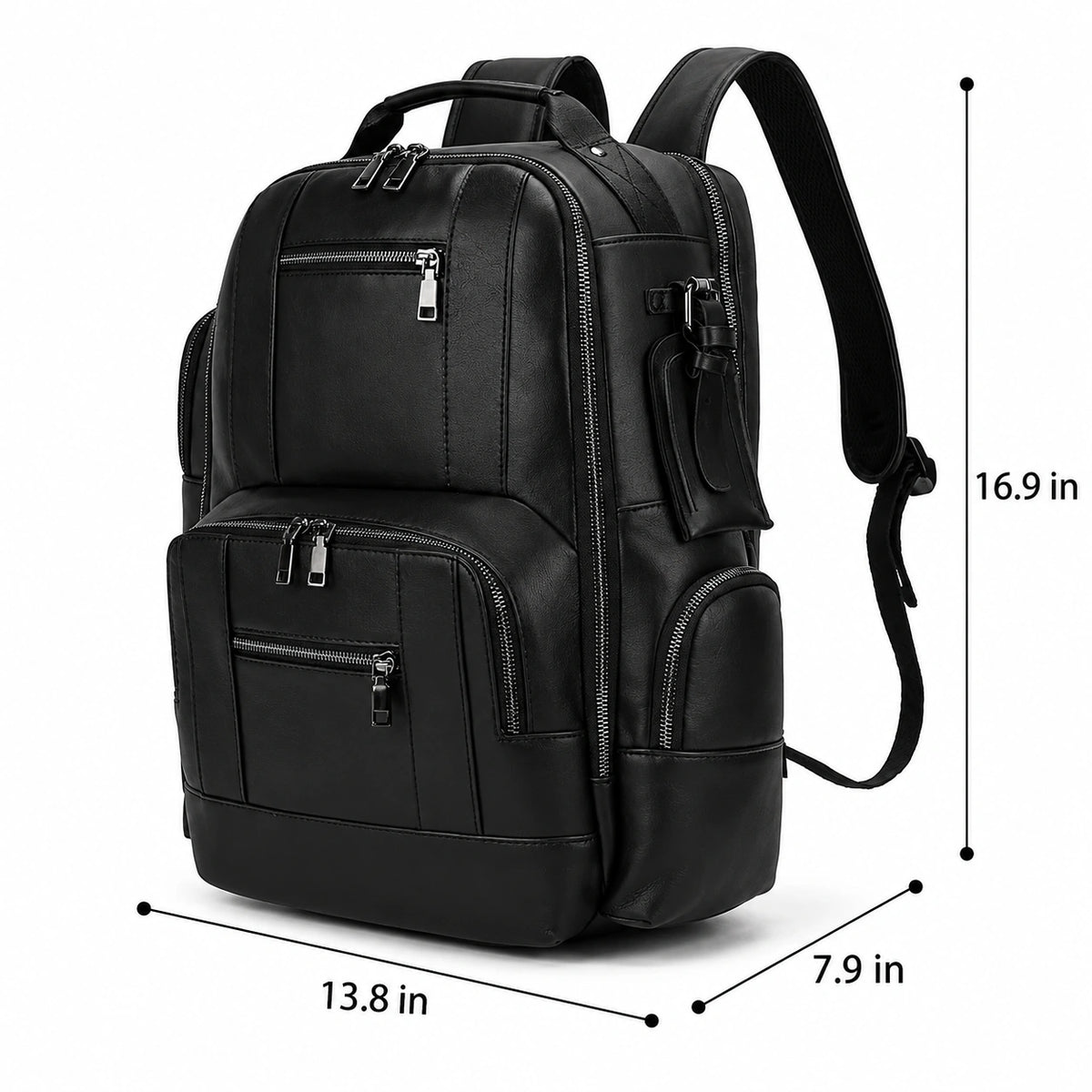 Men’s Vintage Leather Backpack – Multi Pocket Everyday Bag