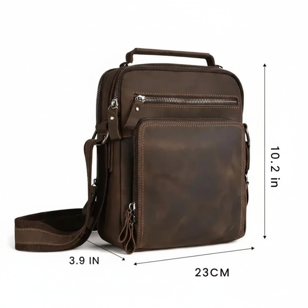 Men’s Vintage Leather Crossbody Bag – Compact Everyday Carry