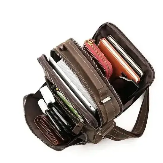 Men’s Vintage Leather Crossbody Bag – Compact Everyday Carry