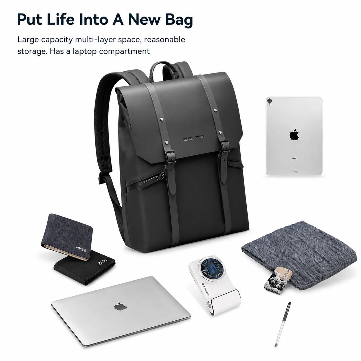 Men’s Water-Resistant Laptop Backpack - Anti-Theft Commuter Bag