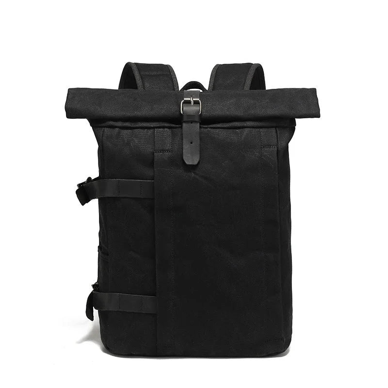 Men’s Waxed Canvas Backpack - 3-Color Roll-Top Rucksack