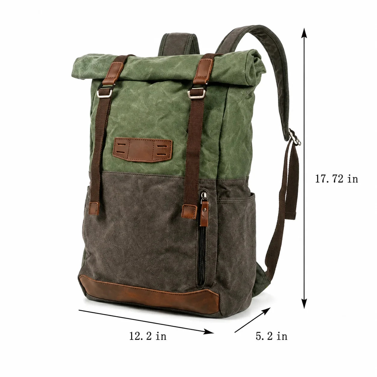 Men’s Waxed Canvas Backpack - Cowhide Leather Trim Rucksack