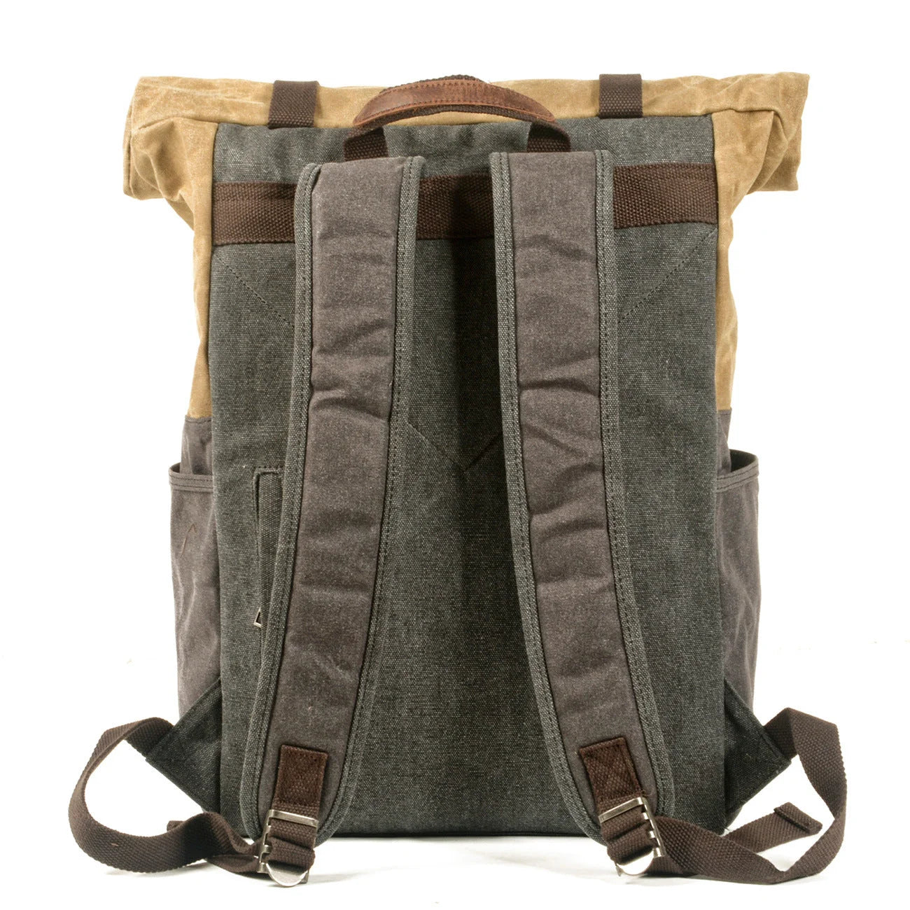 Men’s Waxed Canvas Backpack - Cowhide Leather Trim Rucksack