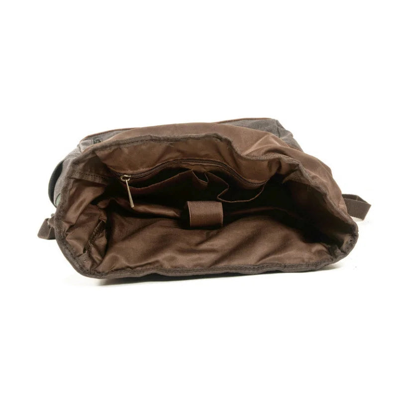 Men’s Waxed Canvas Backpack - Cowhide Leather Trim Rucksack