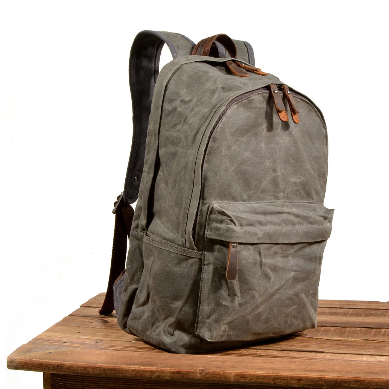 Men’s Waxed Canvas Backpack - Front Pocket Daypack