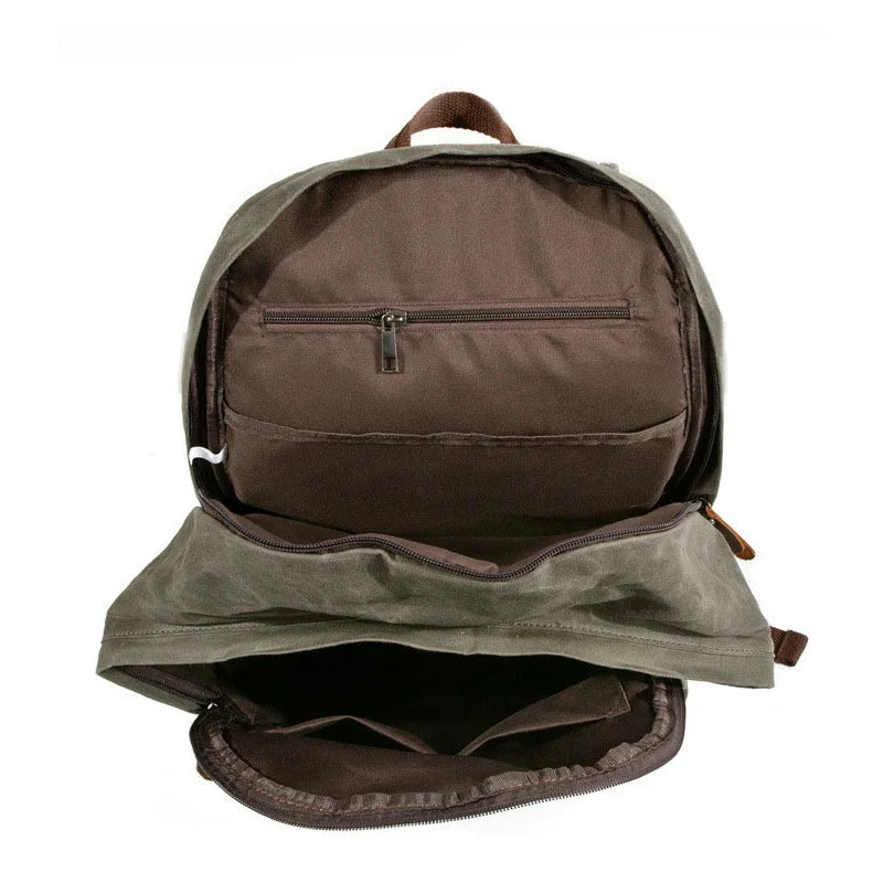 Men’s Waxed Canvas Backpack - Front Pocket Daypack