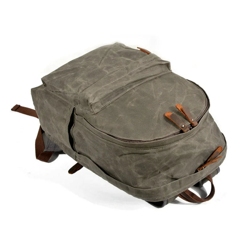 Men’s Waxed Canvas Backpack - Front Pocket Daypack