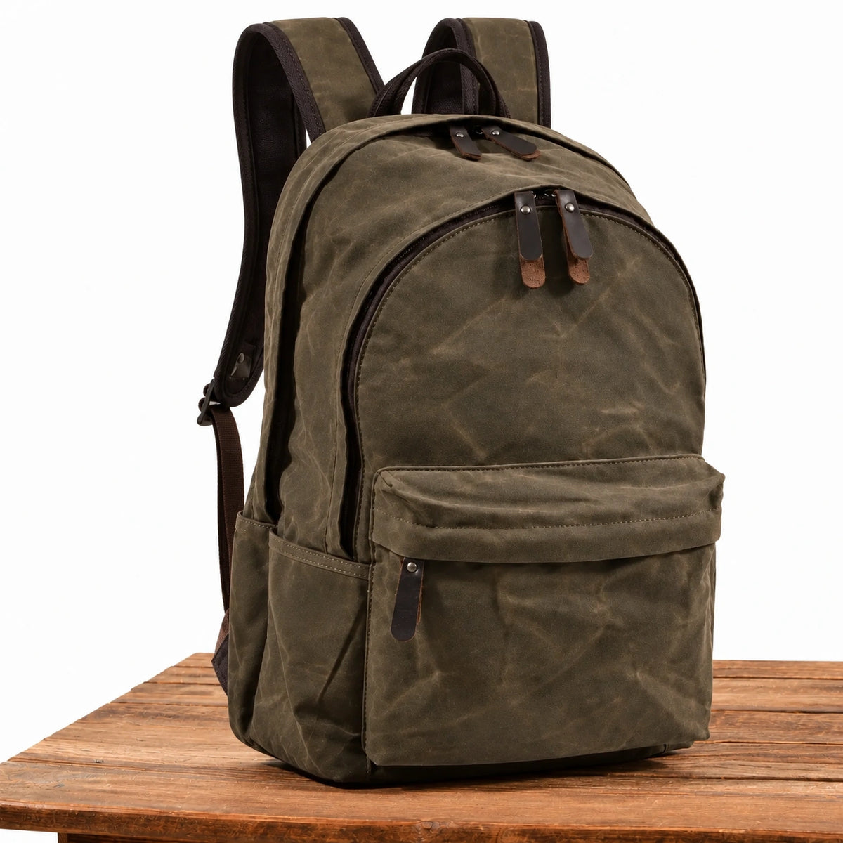 Men’s Waxed Canvas Backpack - Front Pocket Daypack