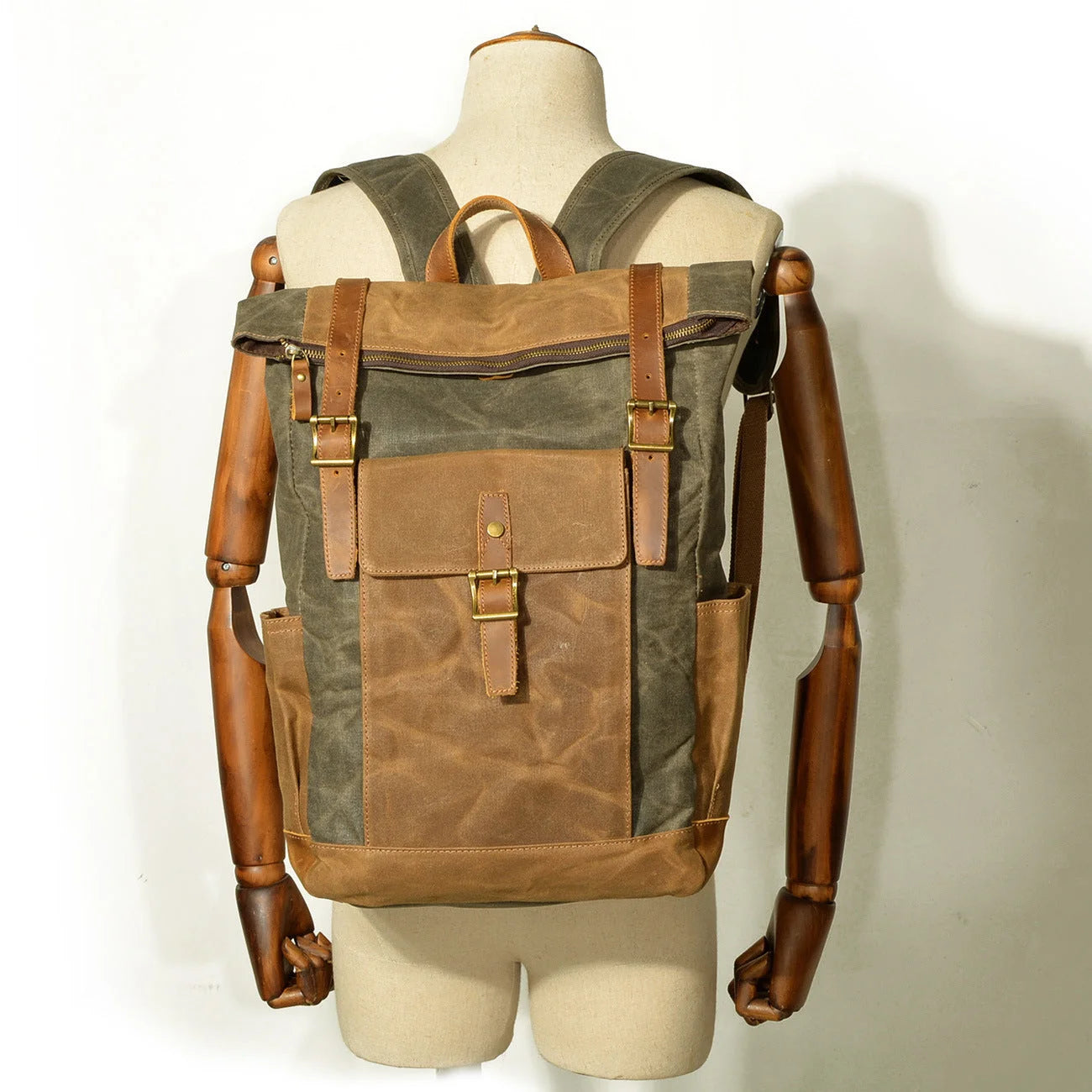 Men’s Waxed Canvas Backpack - Laptop Compartment Rucksack