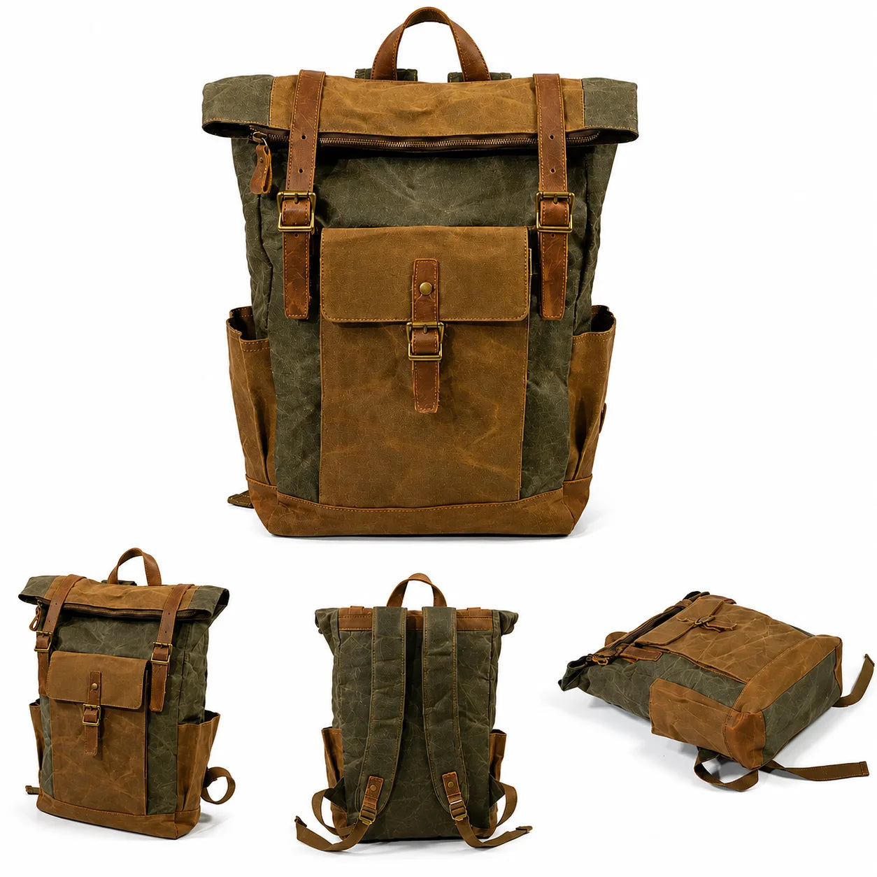 Men’s Waxed Canvas Backpack - Laptop Compartment Rucksack