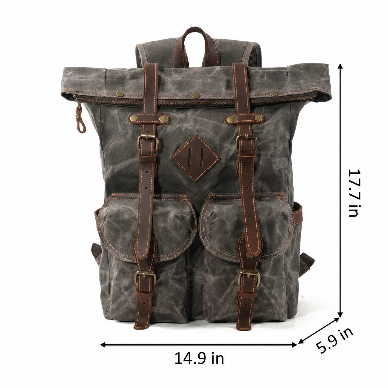Men’s Waxed Canvas Backpack - Two-Pocket 16’’ Laptop Rucksack