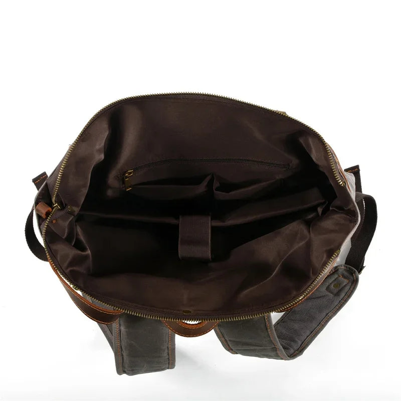 Men’s Waxed Canvas Backpack - Two-Pocket 16’’ Laptop Rucksack