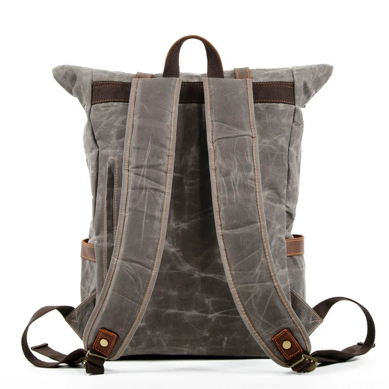 Men’s Waxed Canvas Backpack - Two-Pocket 16’’ Laptop Rucksack