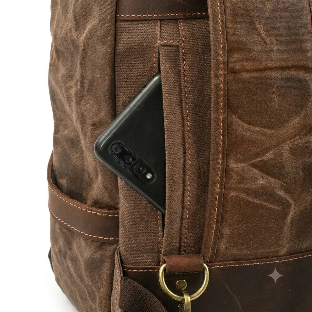 Men’s Waxed Canvas Backpack - Two-Pocket 16’’ Laptop Rucksack