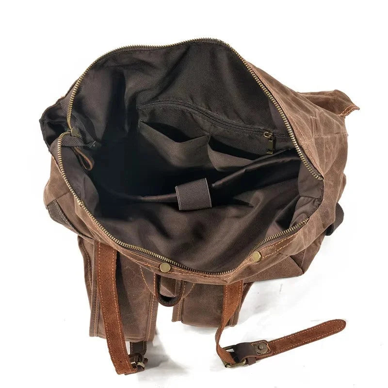 Men’s Waxed Canvas Backpack - Two-Pocket 16’’ Laptop Rucksack
