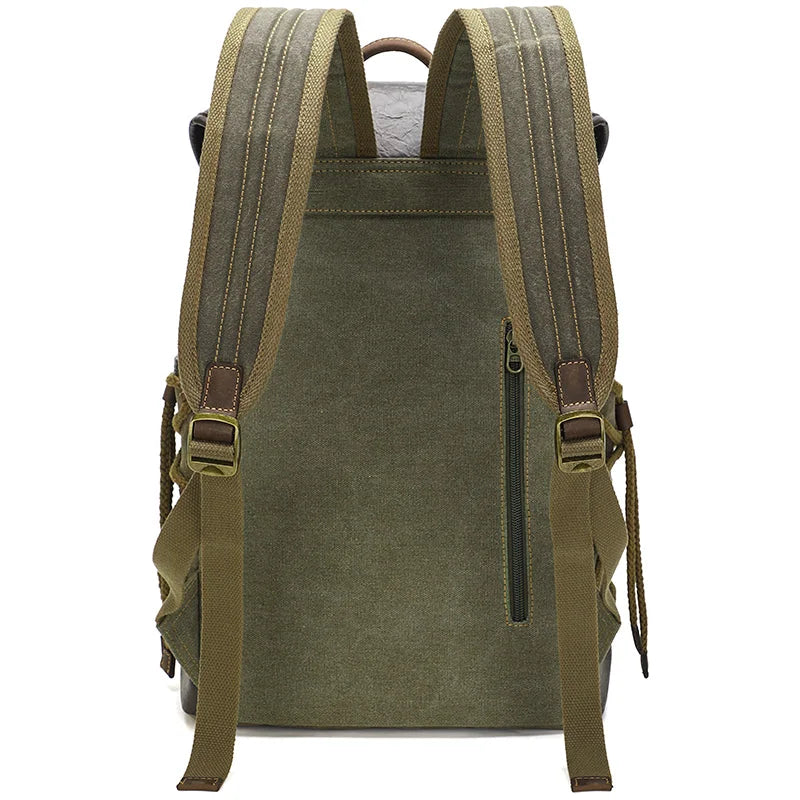 Men’s Waxed Canvas Backpack - Vintage Flap Laptop Rucksack