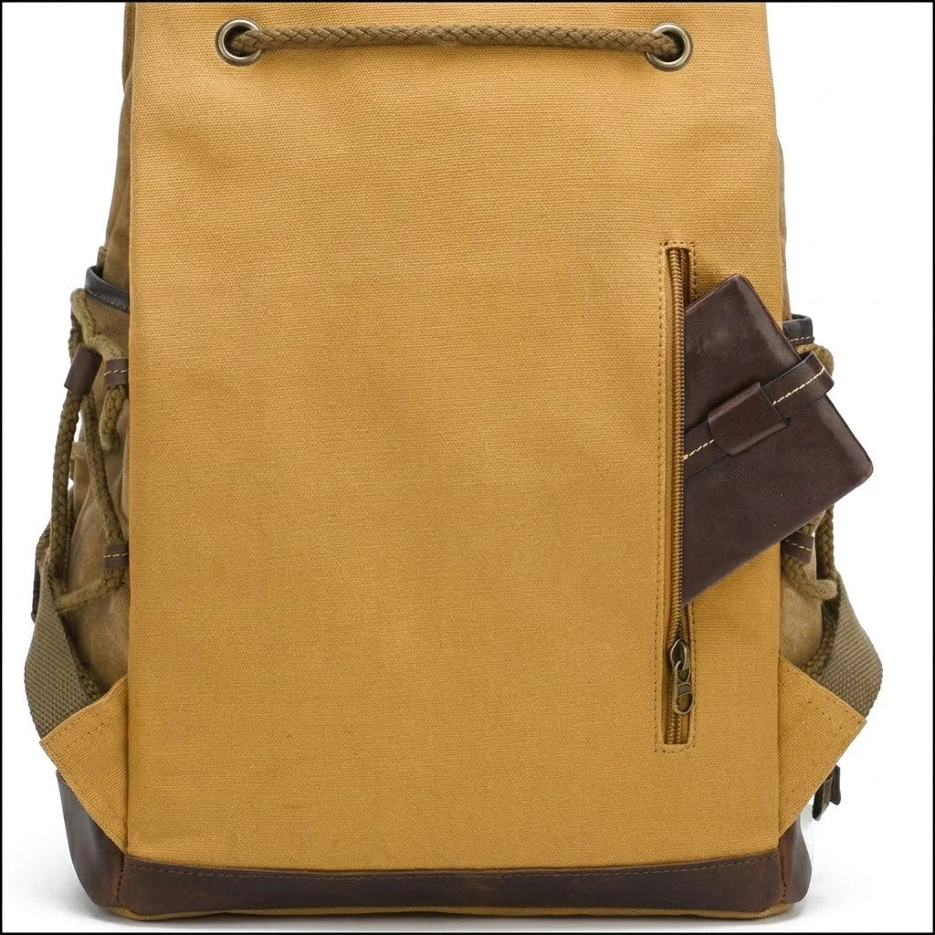Men’s Waxed Canvas Backpack - Vintage Flap Laptop Rucksack