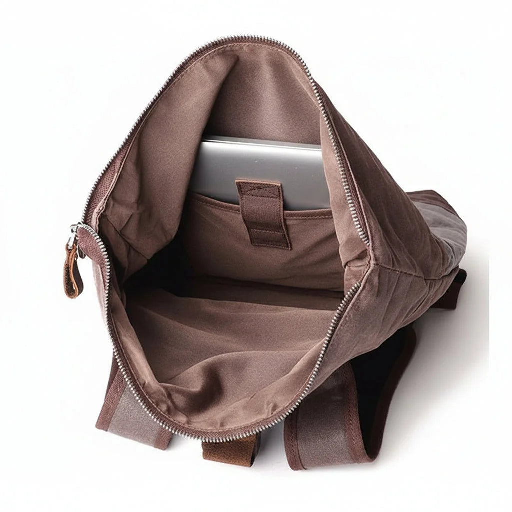 Men’s Waxed Canvas Backpack - Water-Resistant Rolltop Rucksack