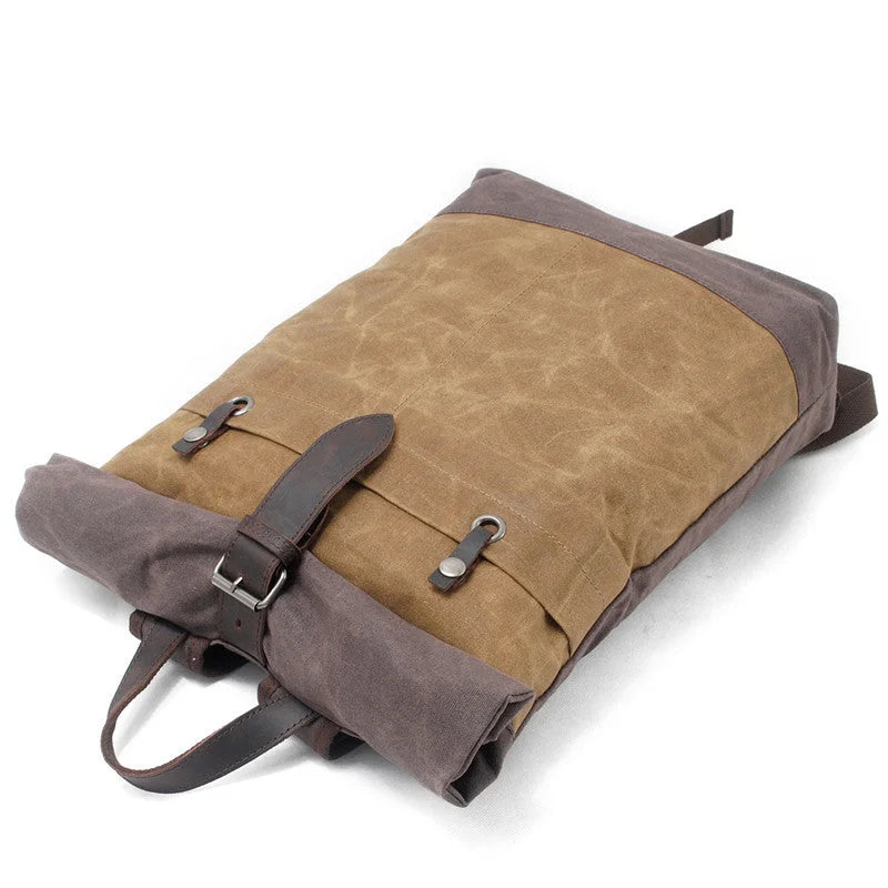 Men’s Waxed Canvas Backpack - Water-Resistant Rolltop Rucksack