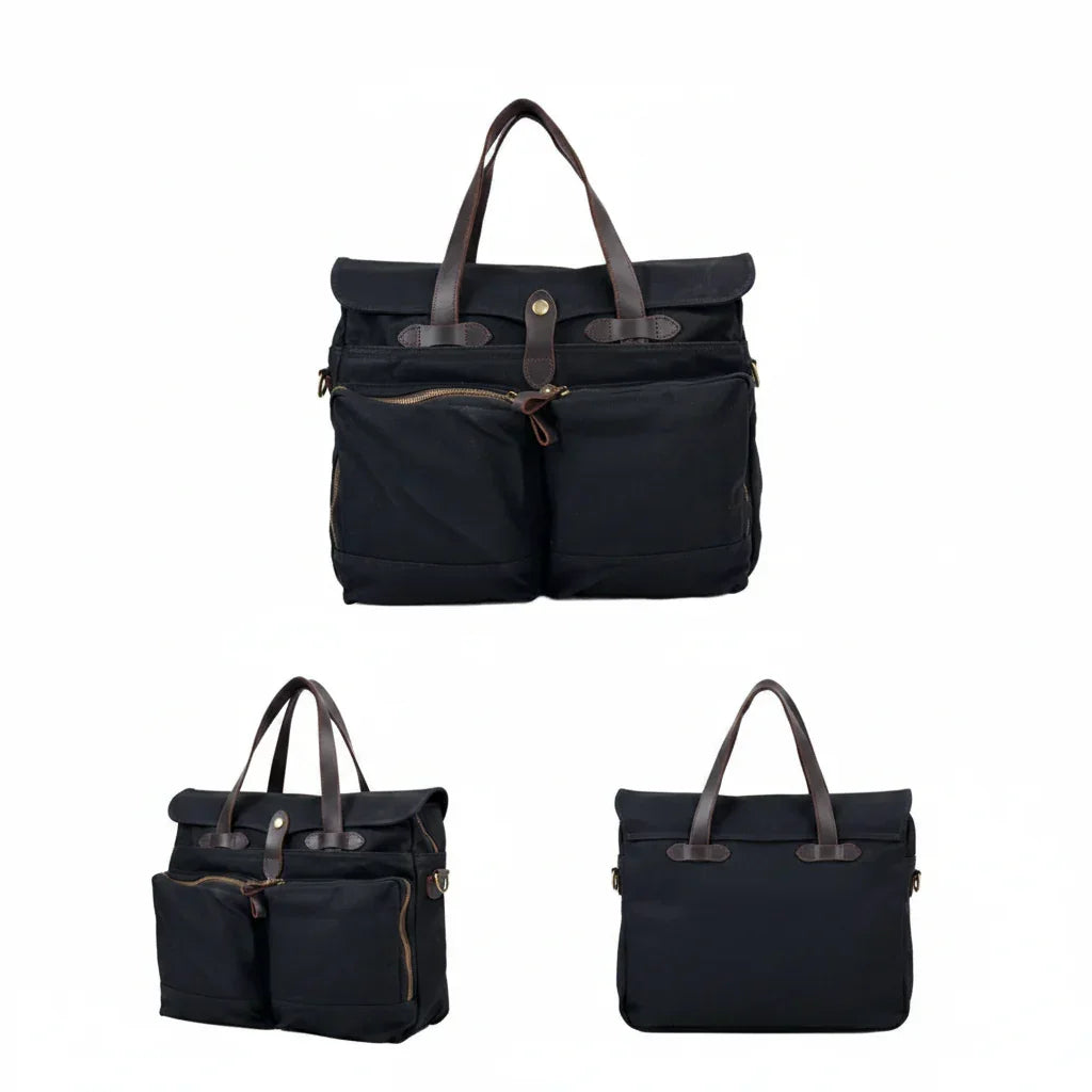 Men’s Waxed Canvas Briefcase - 15.6 Inch Laptop Bag