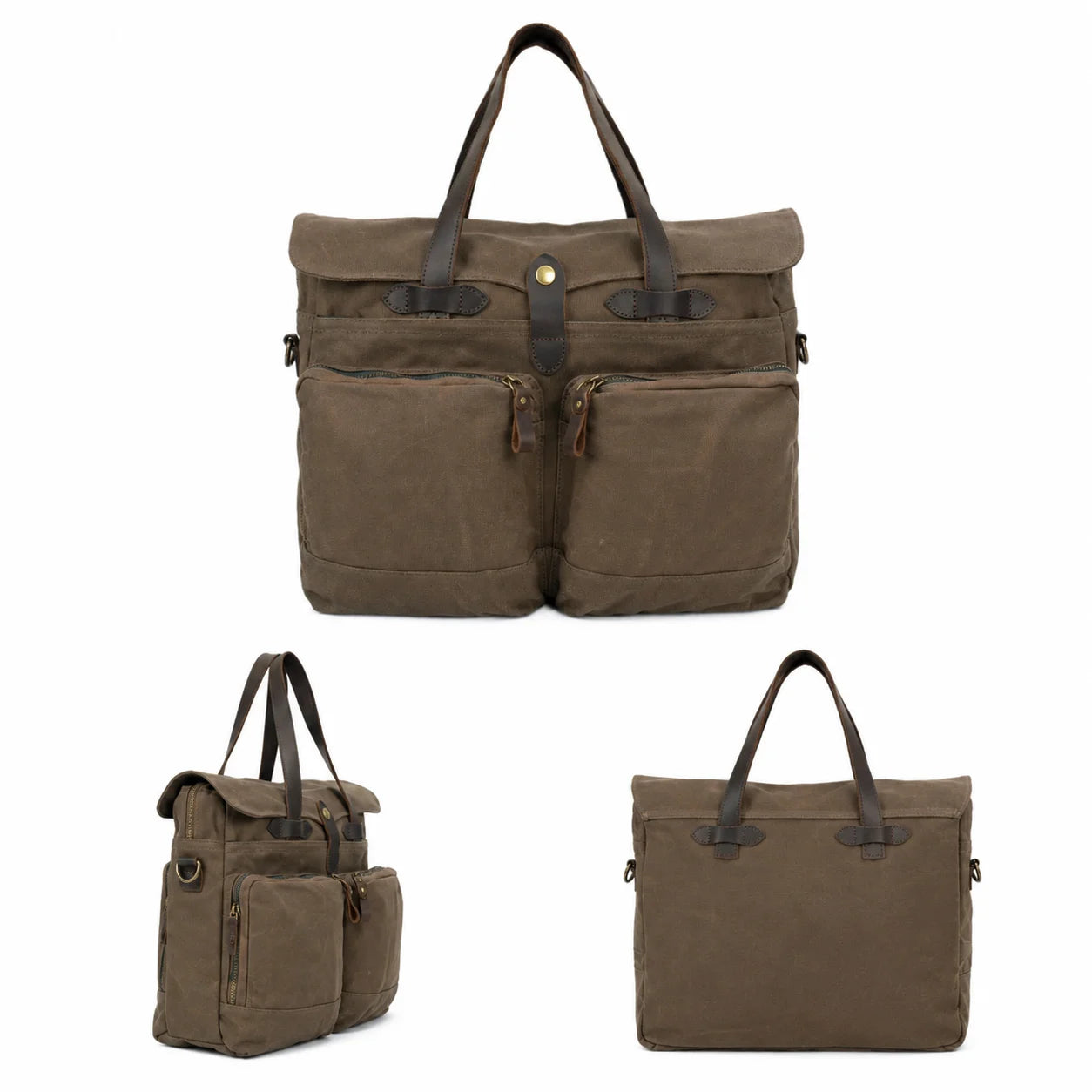 Men’s Waxed Canvas Briefcase - 15.6 Inch Laptop Bag