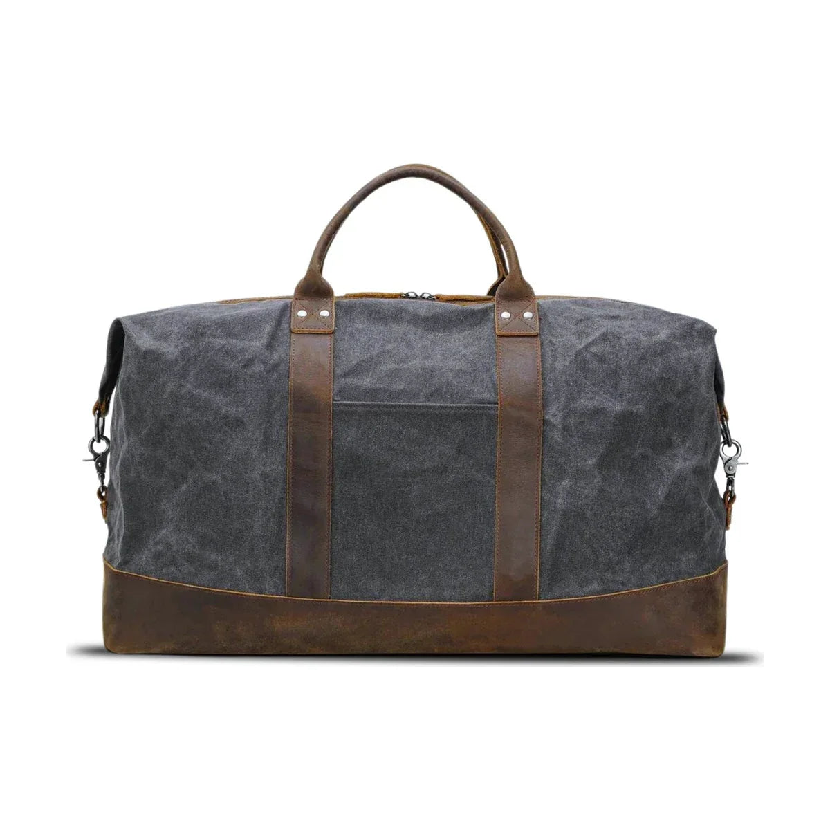 Men’s Waxed Canvas Duffle Bag with Leather Base for Weekend Travel