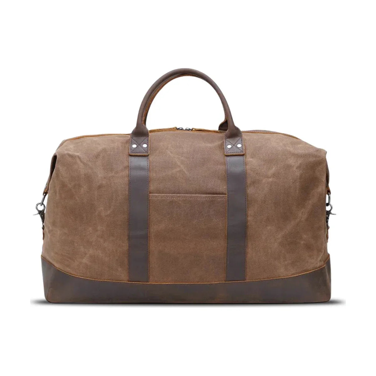 Men’s Waxed Canvas Duffle Bag with Leather Base for Weekend Travel