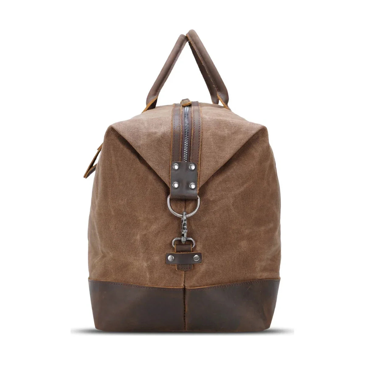 Men’s Waxed Canvas Duffle Bag with Leather Base for Weekend Travel