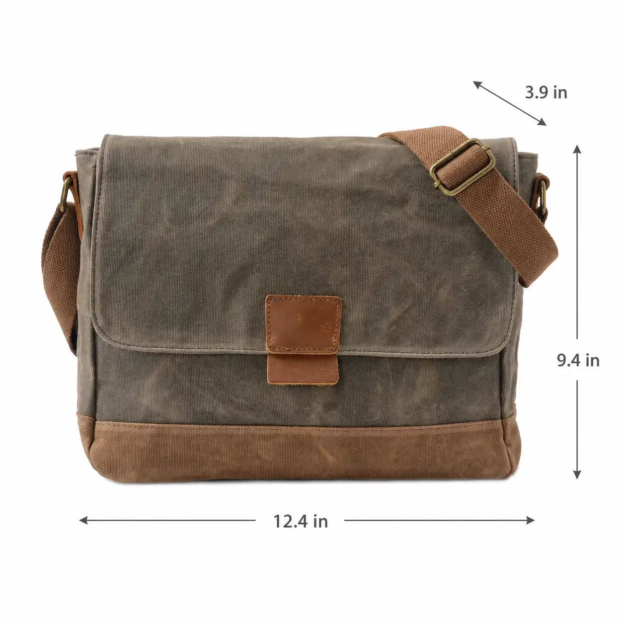 Men’s Waxed Canvas Messenger Bag – Leather-Trim Flap