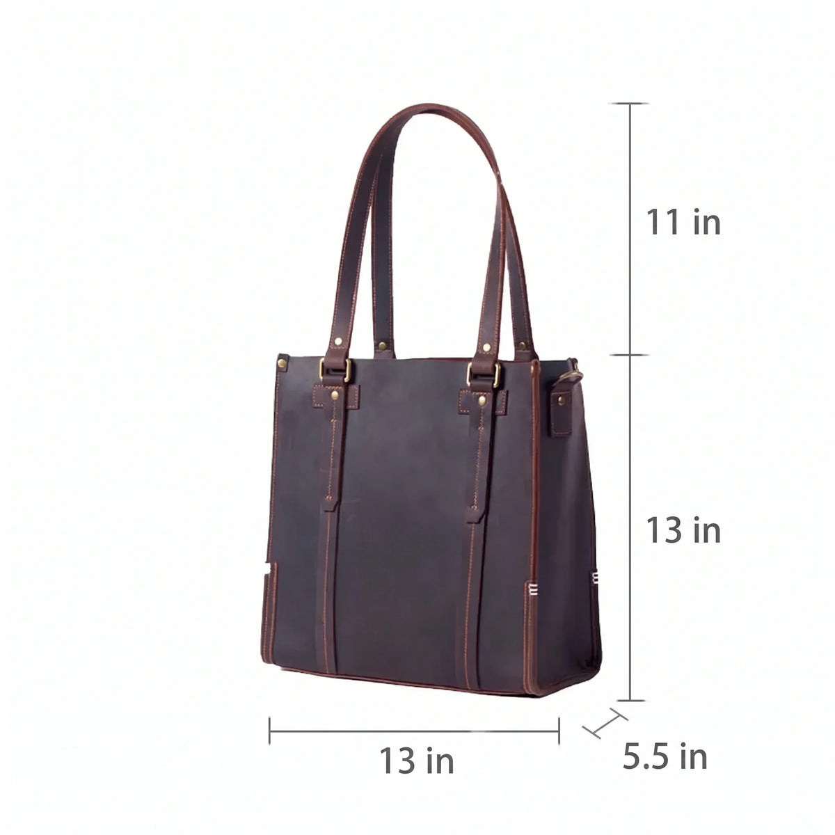 Men’s Zip-Top Leather Tote - Crazy Horse Cowhide with Crossbody Strap - Dark Coffee