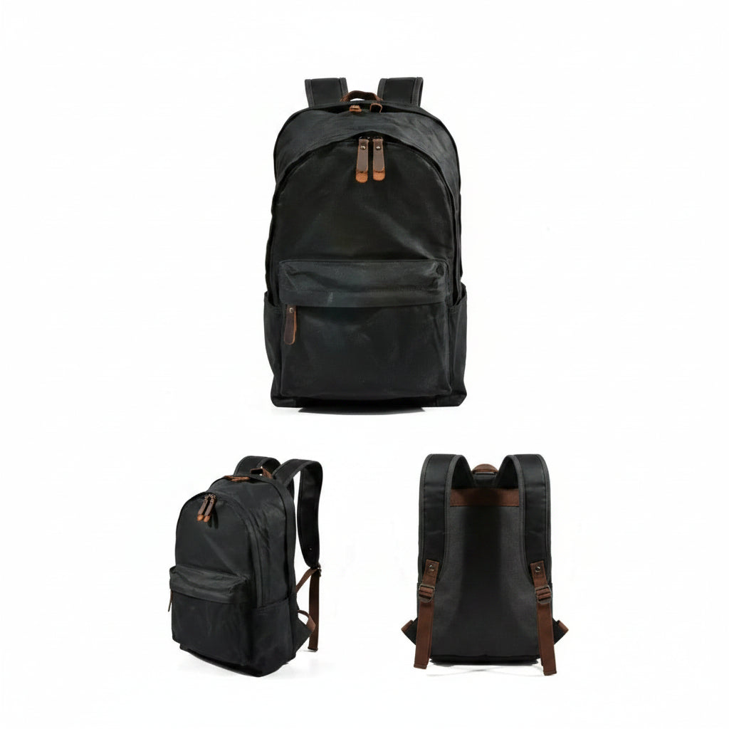 Men’s Waxed Canvas Backpack - Front Pocket Daypack