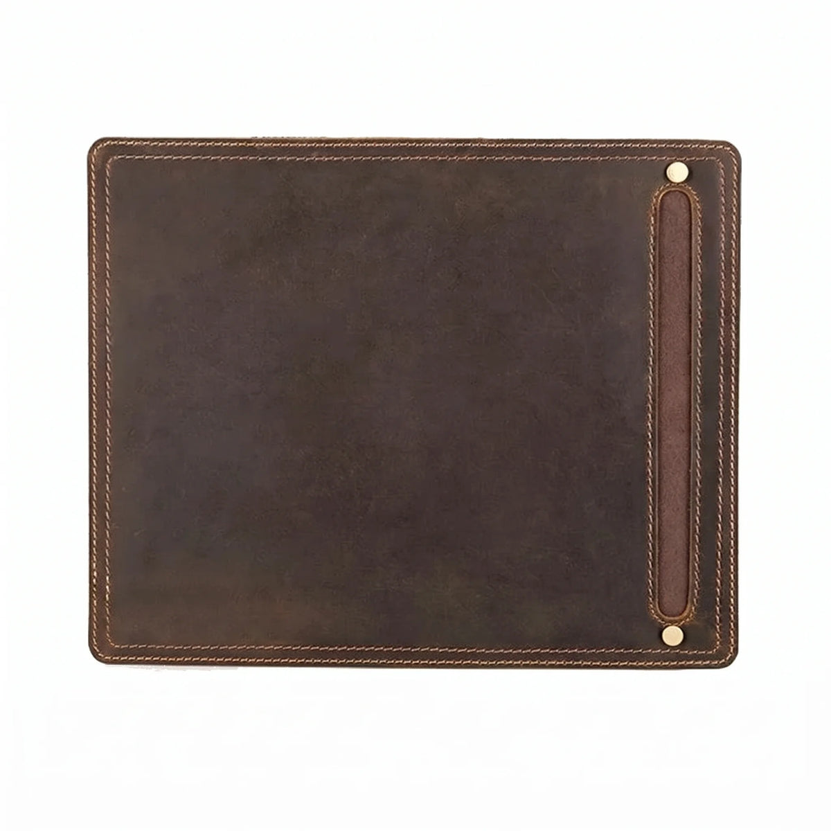 Nubuck Leather Mouse Pad with Pen Holder - Coffee / 11 x 9.1