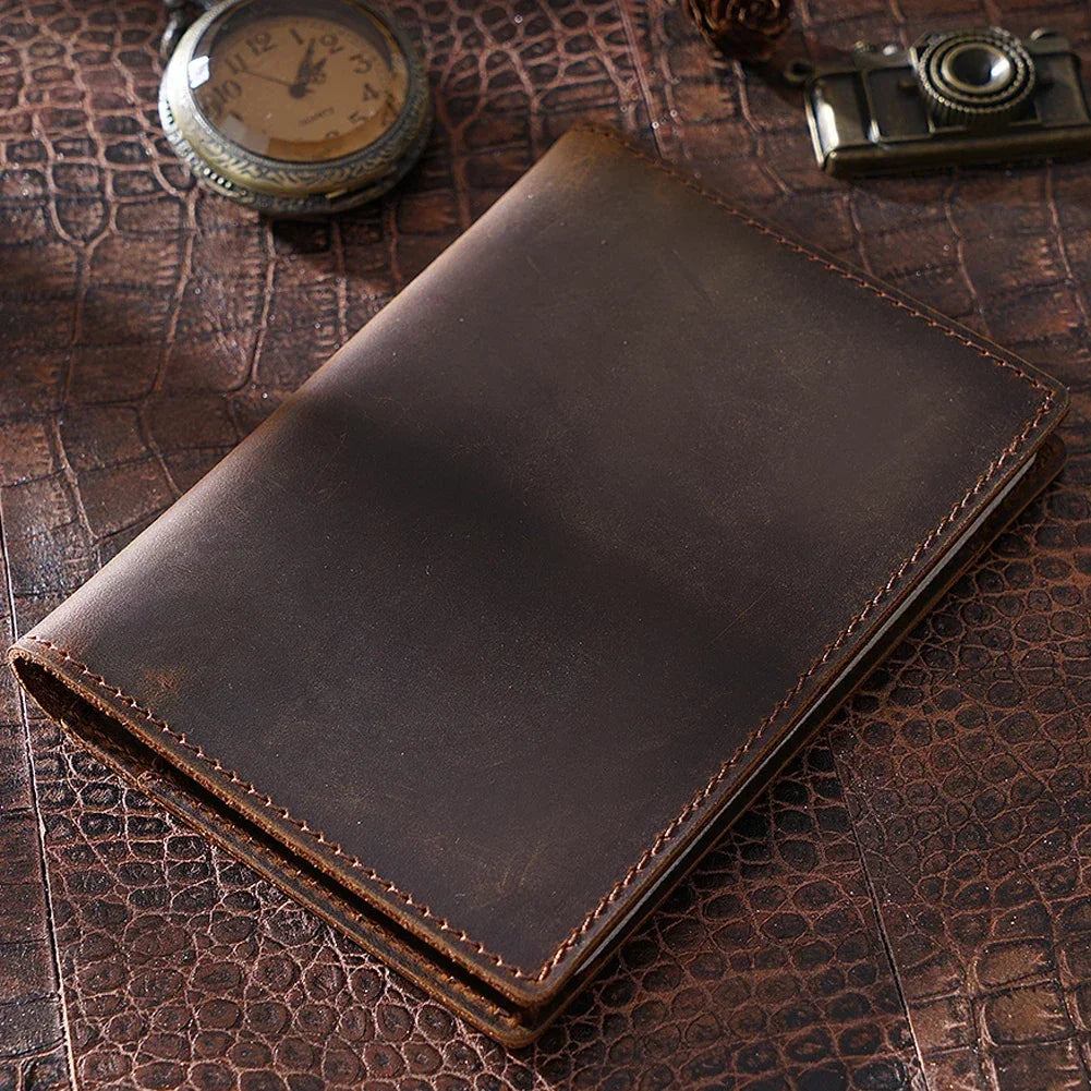 Bifold Leather Passport Cover with Boarding Pass Pocket