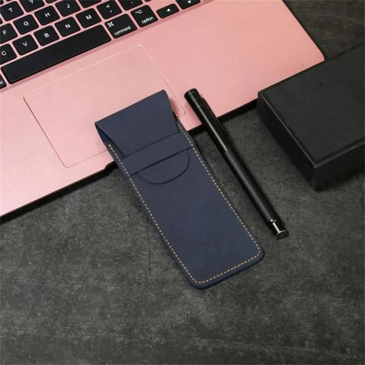 Men’s Leather Pen Case - Front Pocket Flap Pouch