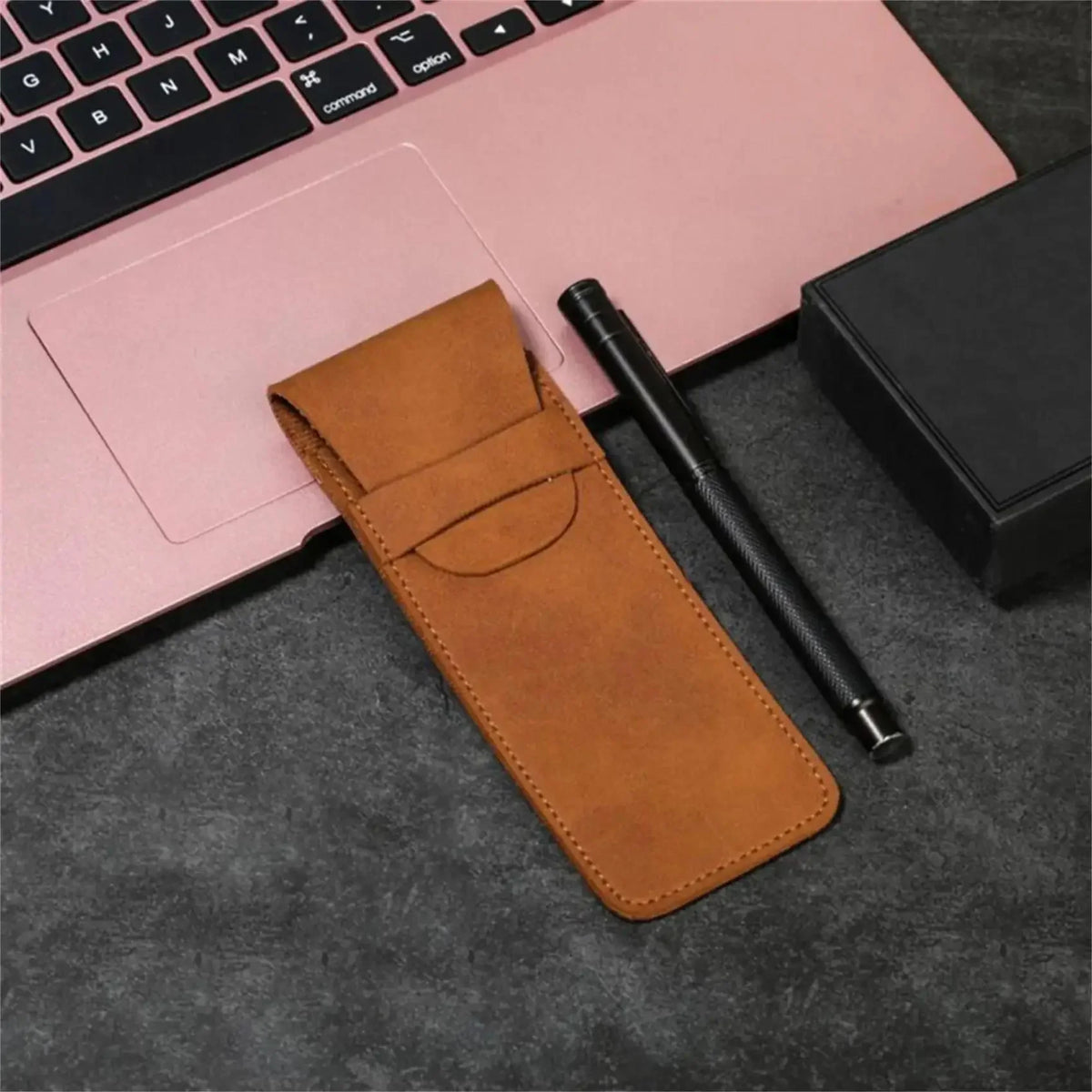 Men’s Leather Pen Case - Front Pocket Flap Pouch