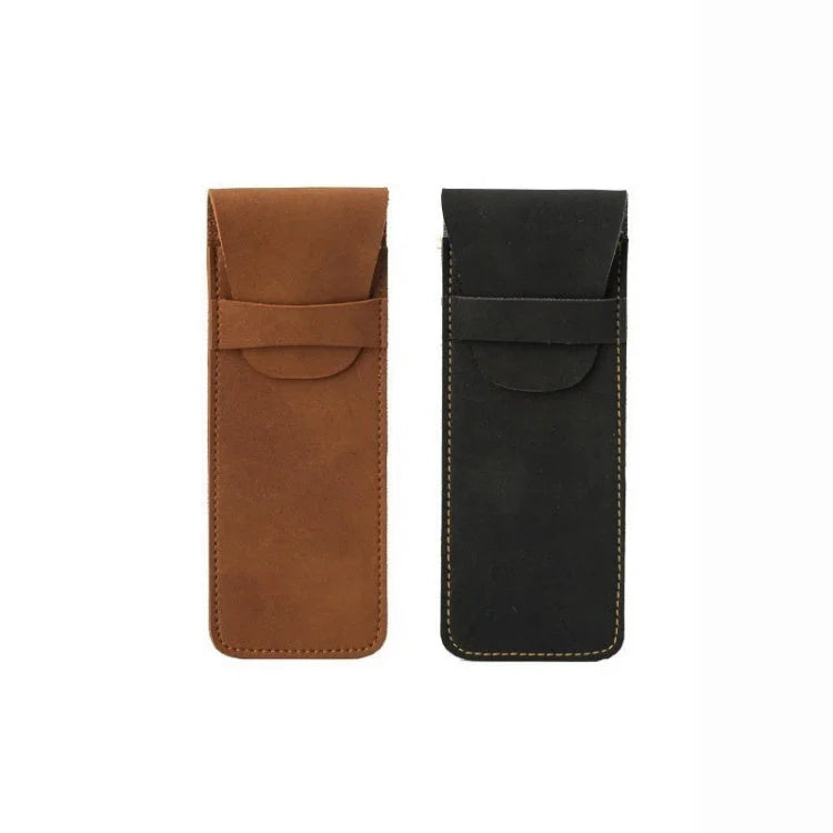 Men’s Leather Pen Case - Front Pocket Flap Pouch