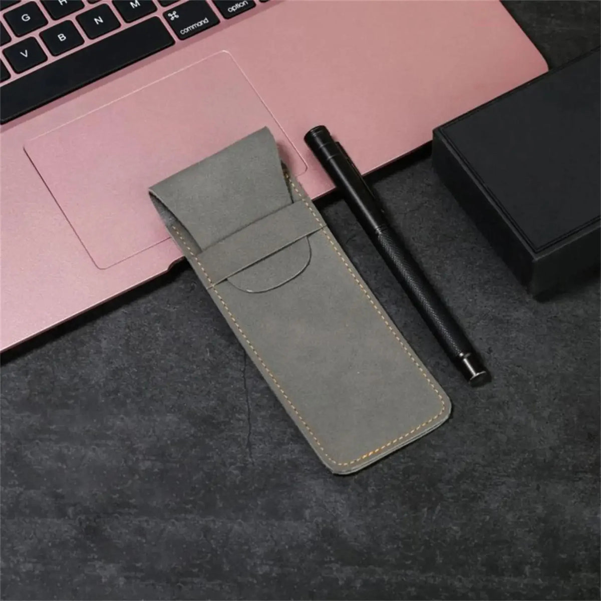 Men’s Leather Pen Case - Front Pocket Flap Pouch