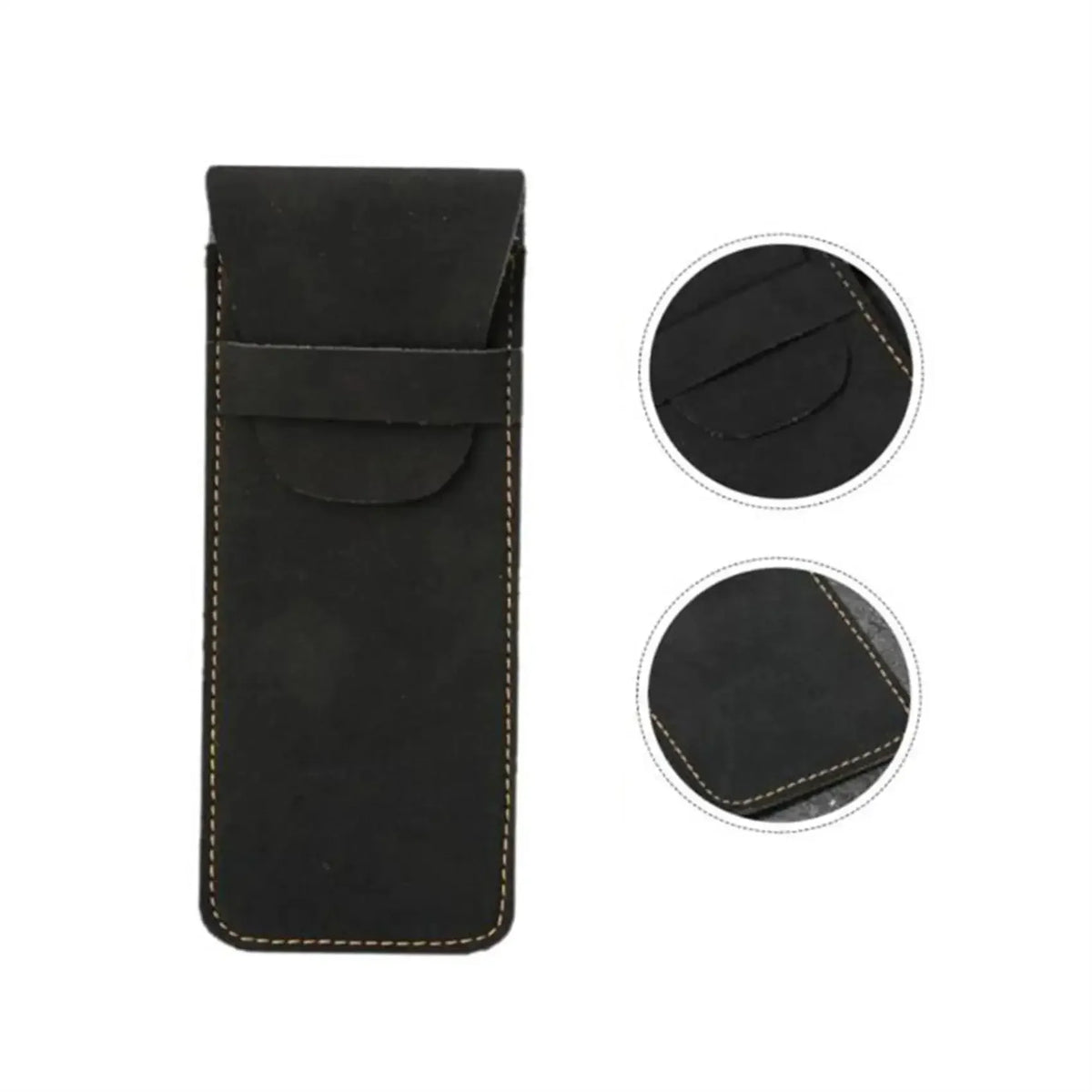 Men’s Leather Pen Case - Front Pocket Flap Pouch
