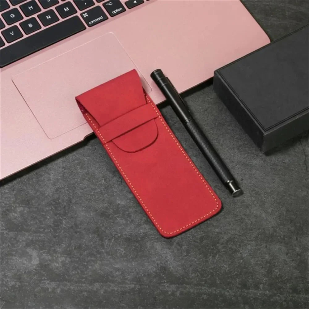 Men’s Leather Pen Case - Front Pocket Flap Pouch