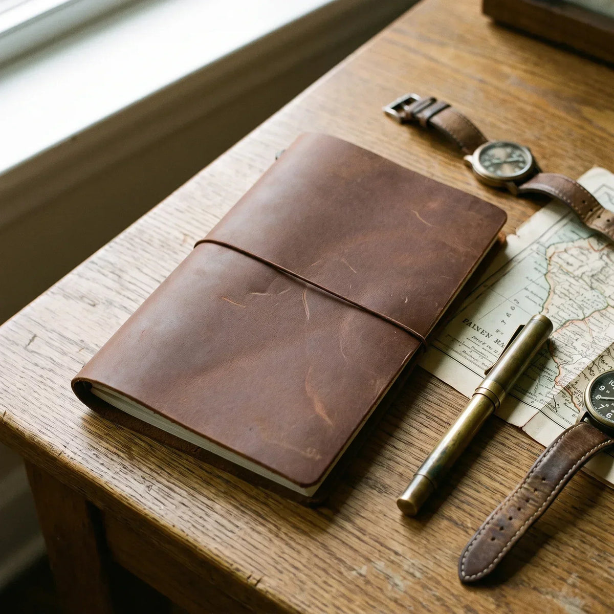 Refillable Leather Journal Cover - Crazy Horse Notebook Holder