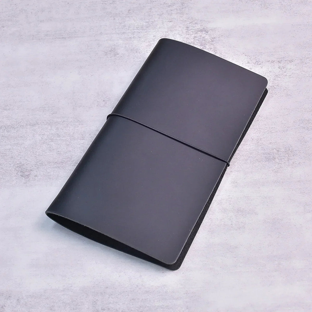 Refillable Leather Journal Cover - Crazy Horse Notebook Holder - Black / Standard