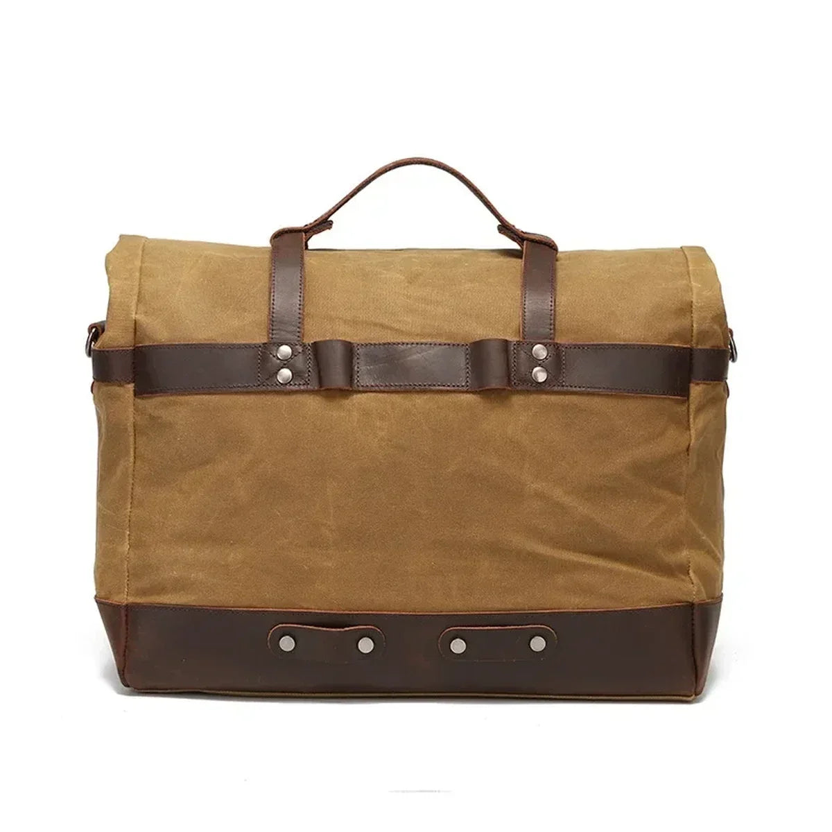 Roll-Top Waxed Canvas Weekender Bag - Buckle Straps and Shoulder Strap