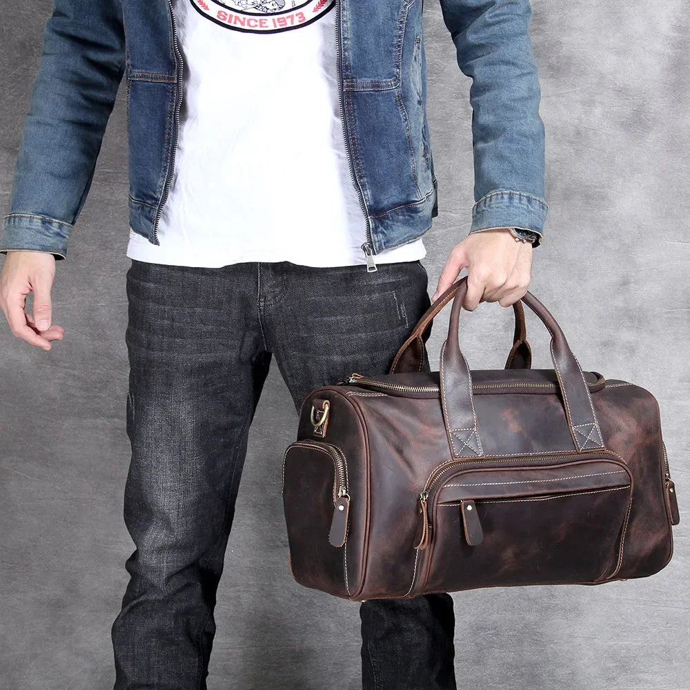 Men’s Leather Duffle Bag - Carry-On Weekender