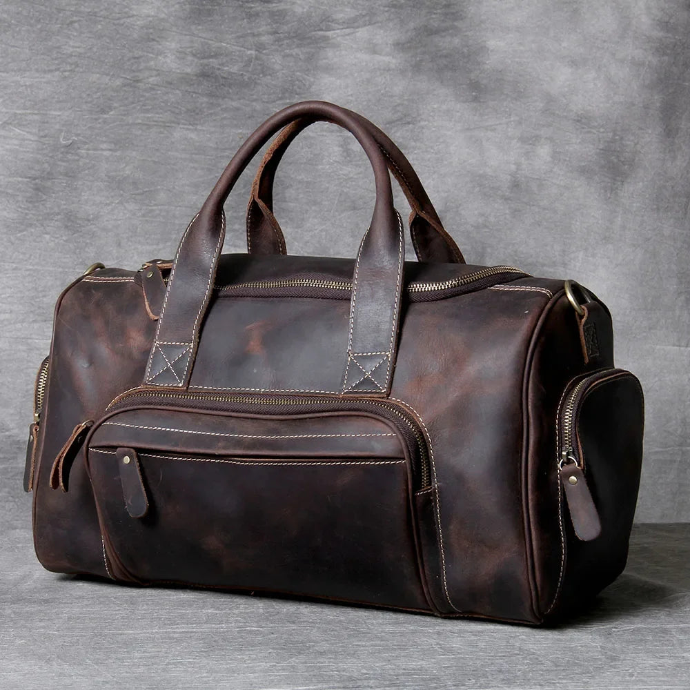 Men’s Leather Duffle Bag - Carry-On Weekender