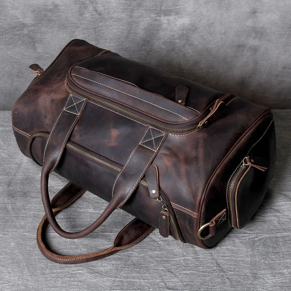 Men’s Leather Duffle Bag - Carry-On Weekender